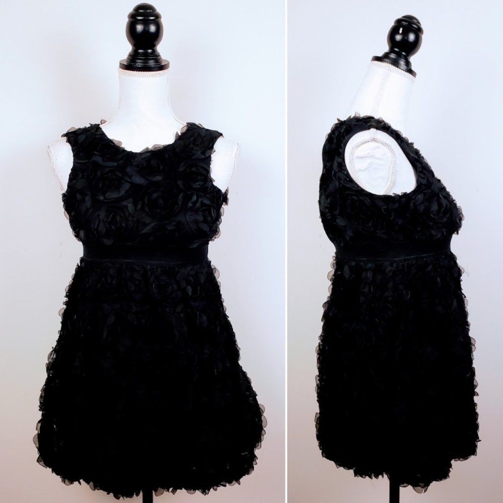 EST. 1989 PLACE Girl Dress, Black 100% Polyester Sleeveless Floral, 10